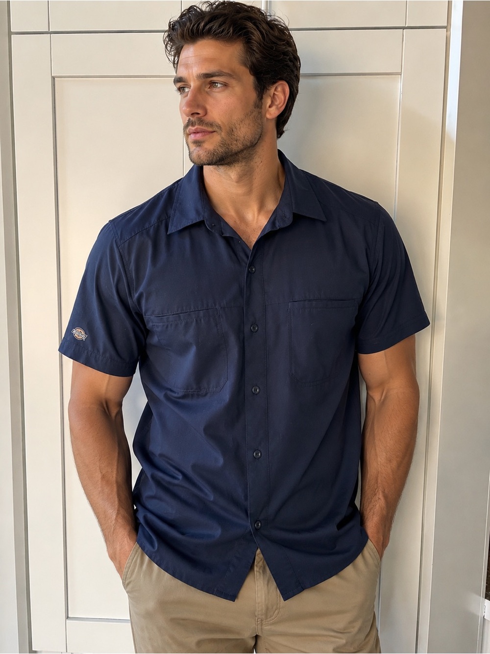 Dickies Men's Medium Short-Sleeve Breathable Lightweight Button Down Shirt